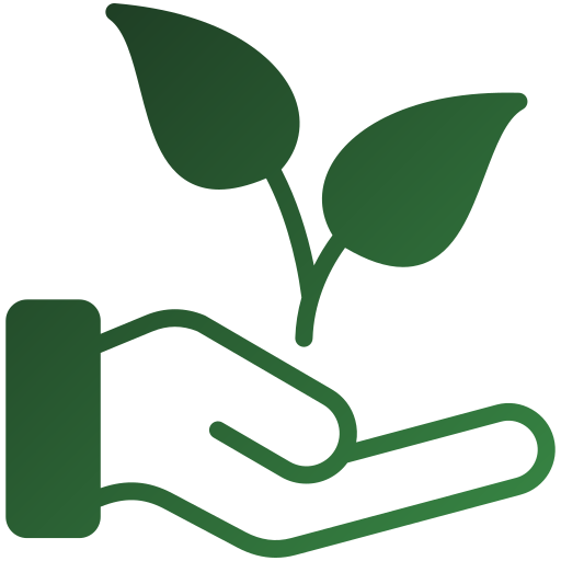 Main tenant une jeune pousse verte, symbole d’agriculture durable à la Ferme Pellausy à villemur-sur-tarn